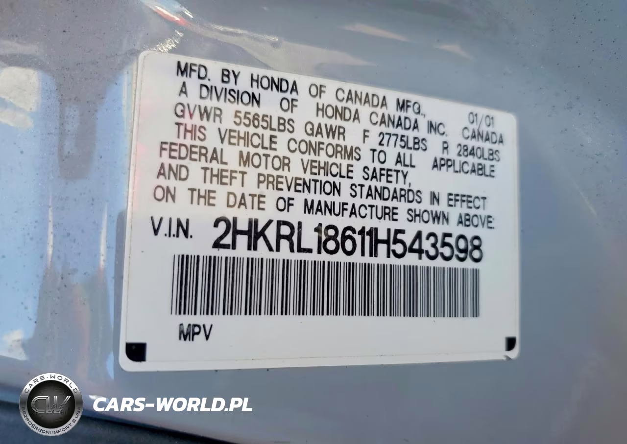 2001 Honda Odyssey Ex VIN:2HKRL18611H543598 - 13