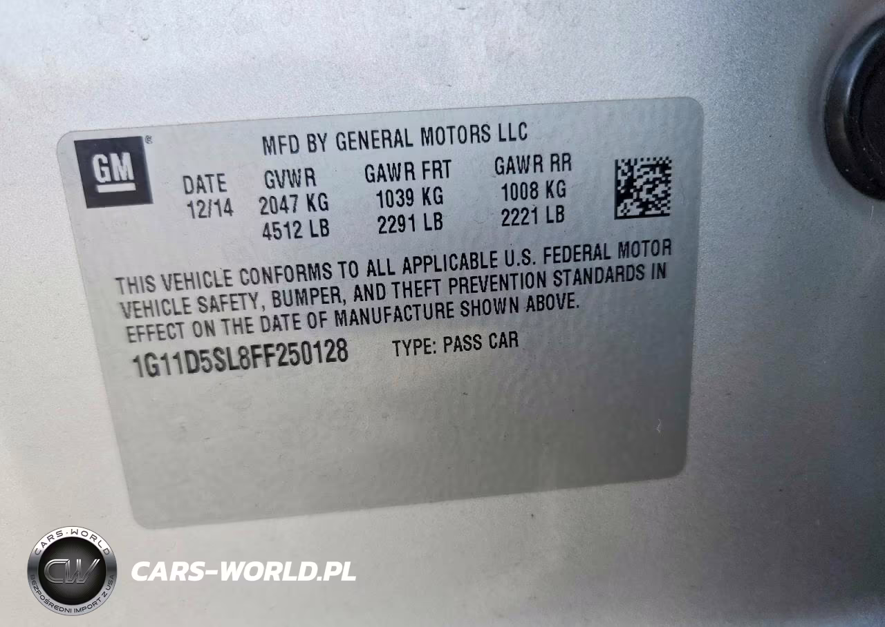 2015 Chevrolet Malibu 2Lt VIN:1G11D5SL8FF250128 - 12