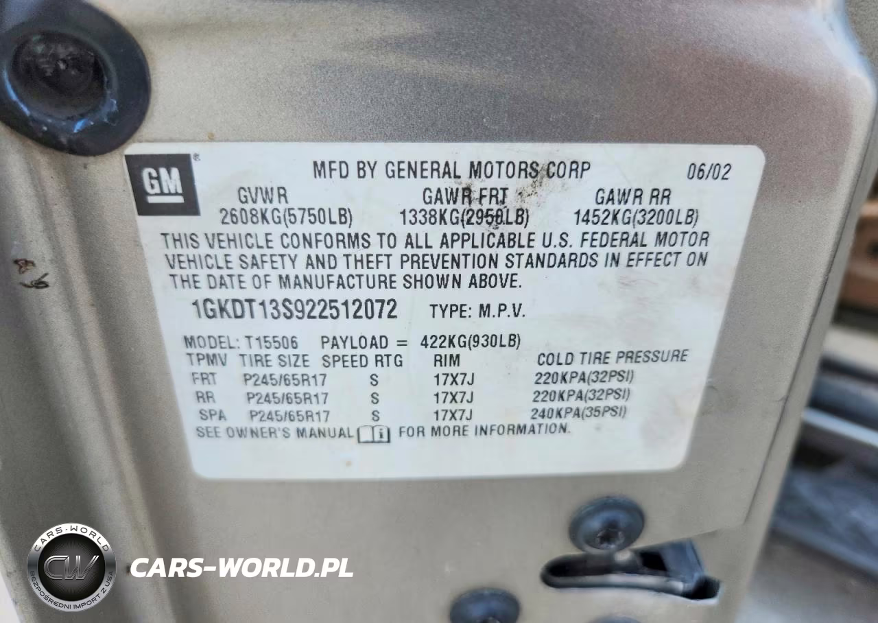 2002 GMC Envoy VIN:1GKDT13S922512072 - 13