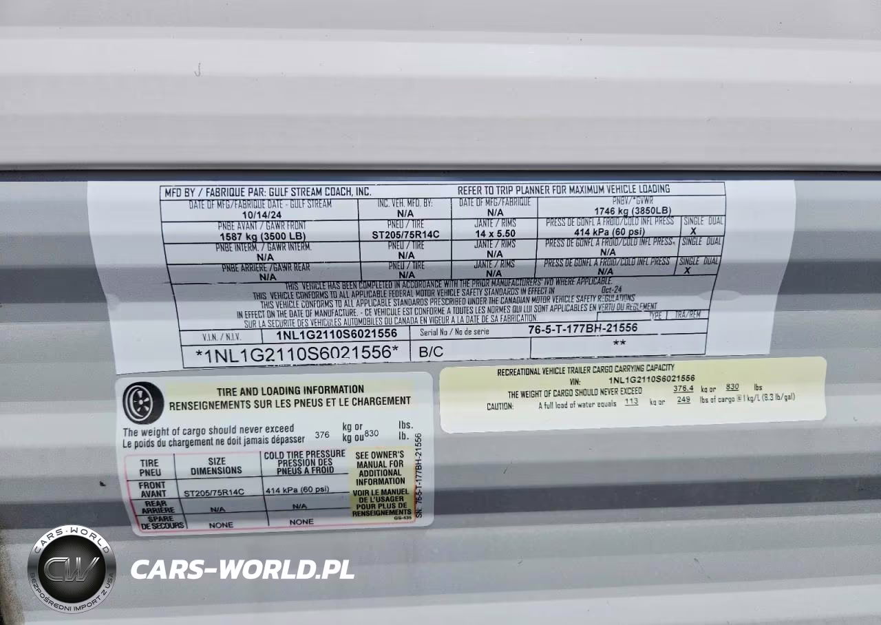 2025 Gulf Stream Camper VIN:1NL1G2110S6021556 - 10