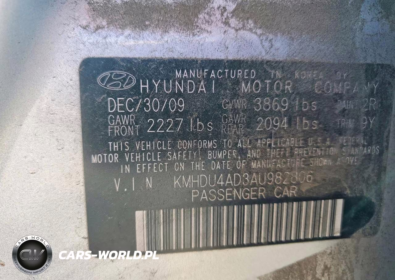 2010 Hyundai Elantra Gls VIN:KMHDU4AD3AU982806 - 12