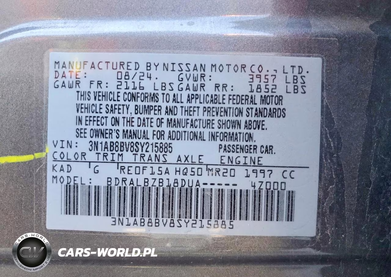 2025 Nissan Sentra S VIN:3N1AB8BV8SY215885 - 12