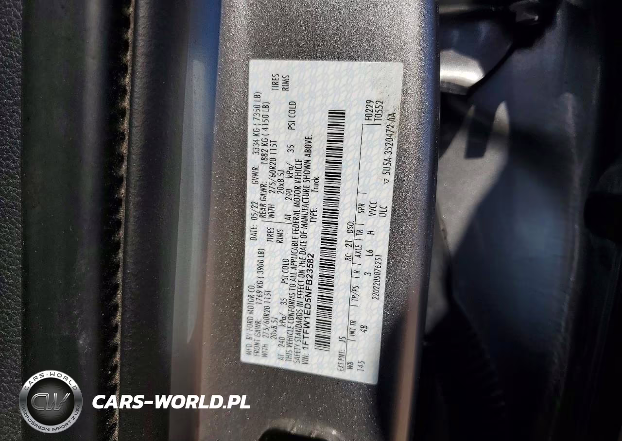 2022 Ford F150 Supercrew VIN:1FTFW1ED5NFB23582 - 12