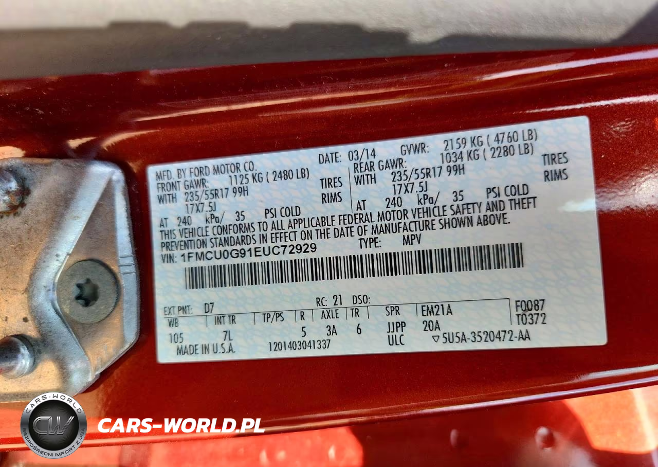 2014 Ford Escape Se VIN:1FMCU0G91EUC72929 - 13