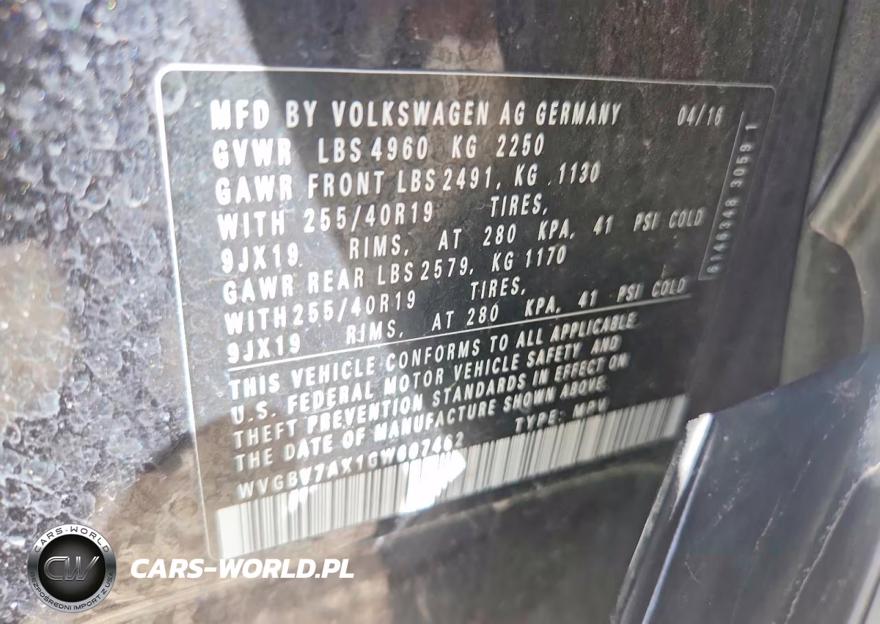 2016 Volkswagen Tiguan S VIN:WVGBV7AX1GW607462 - 12