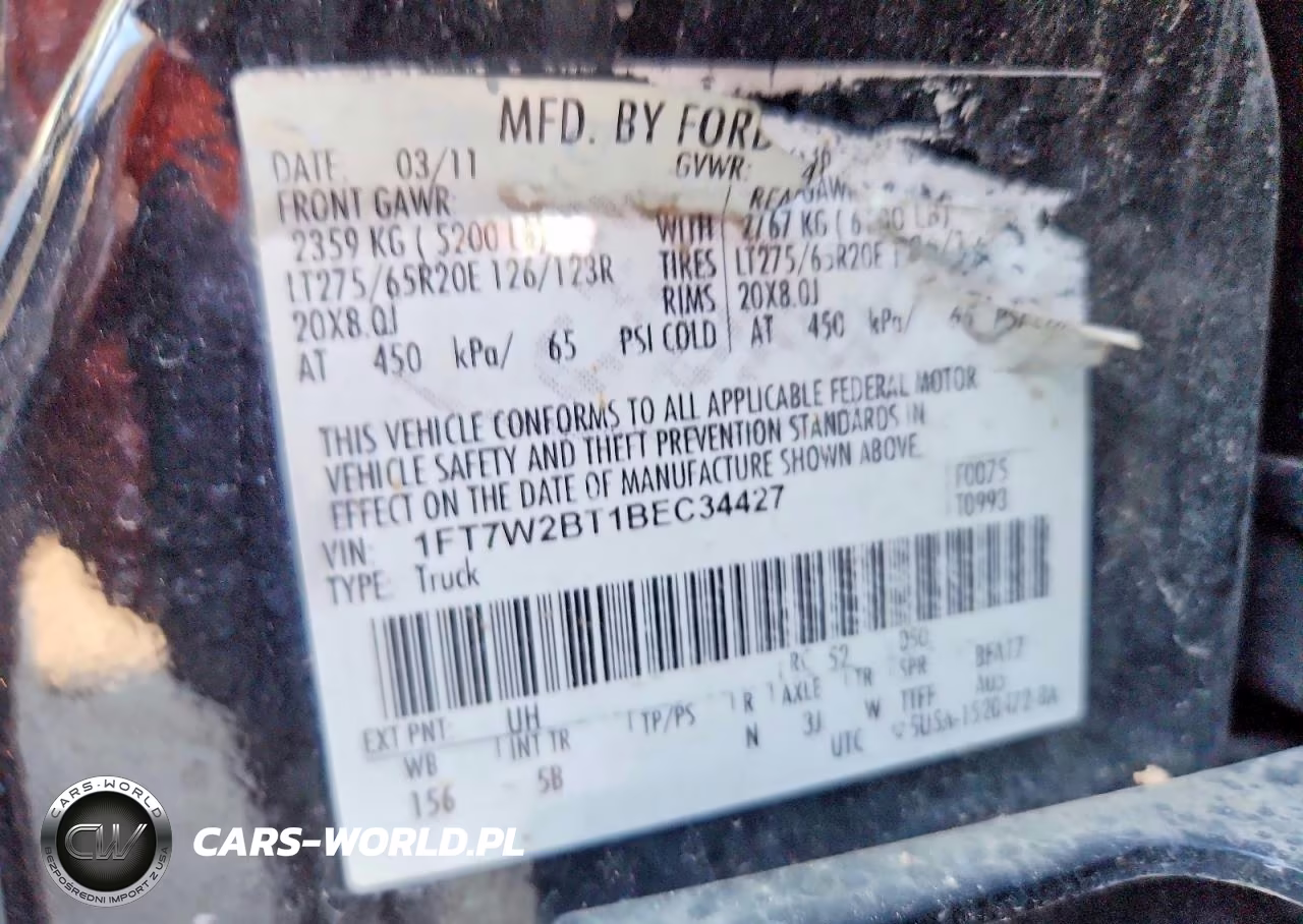 2011 Ford F250 Super Duty VIN:1FT7W2BT1BEC34427 - 12