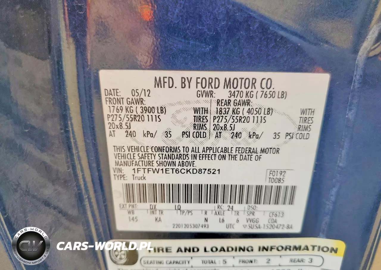 2012 Ford F150 Supercrew VIN:1FTFW1ET6CKD87521 - 12