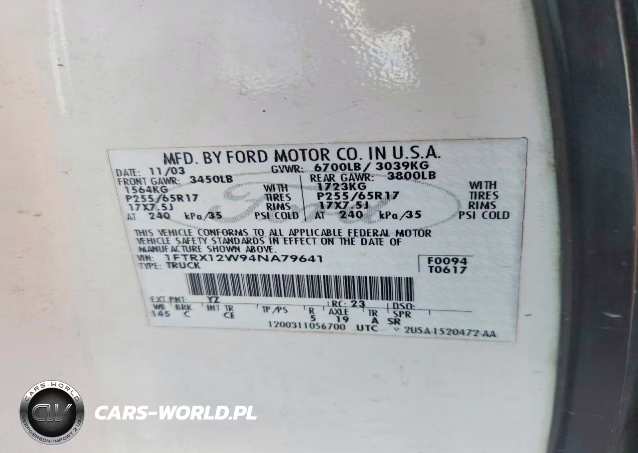 2004 Ford F150 VIN:1FTRX12W94NA79641 - 12