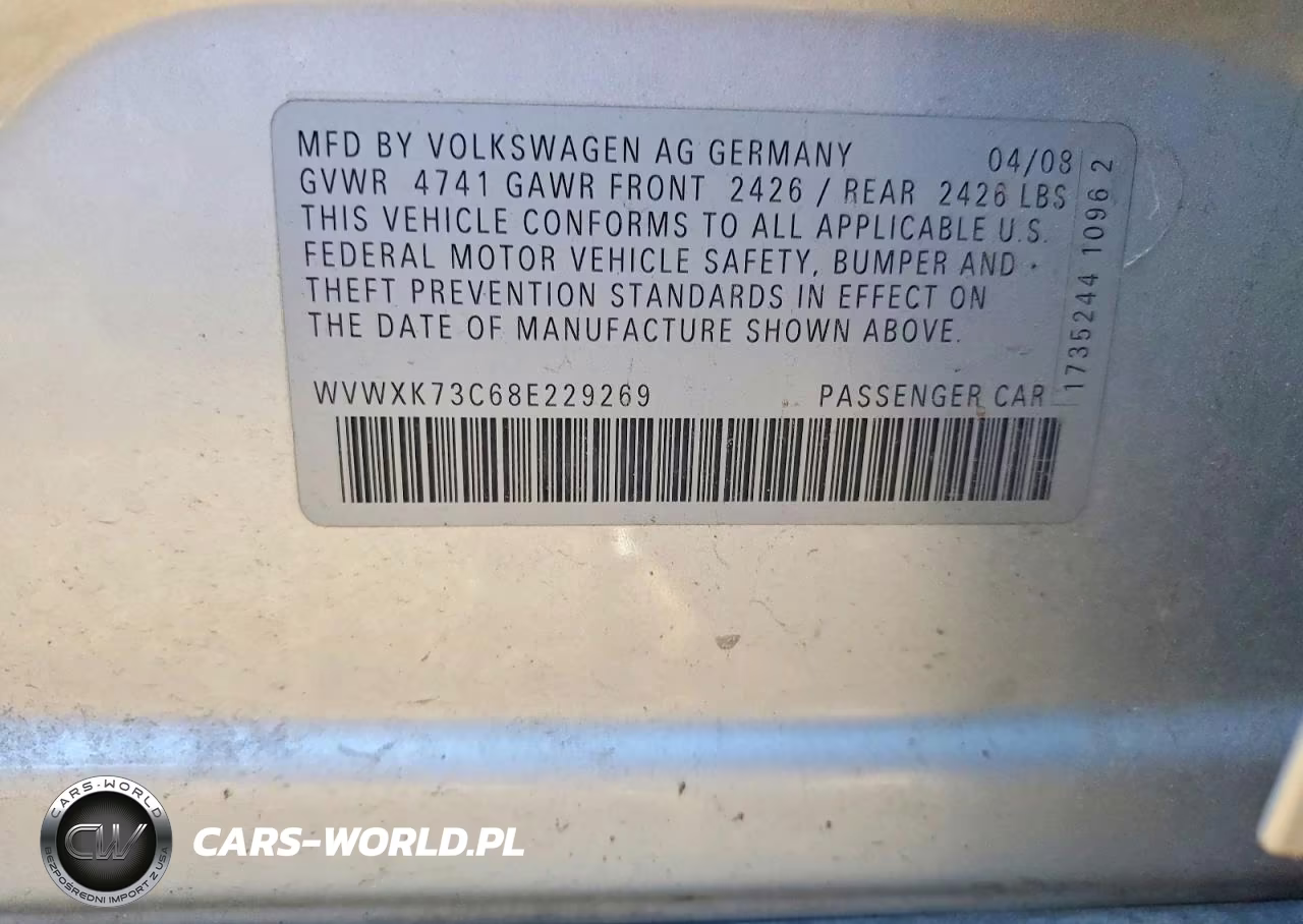 2008 Volkswagen Passat Wagon Turbo VIN:WVWXK73C68E229269 - 12