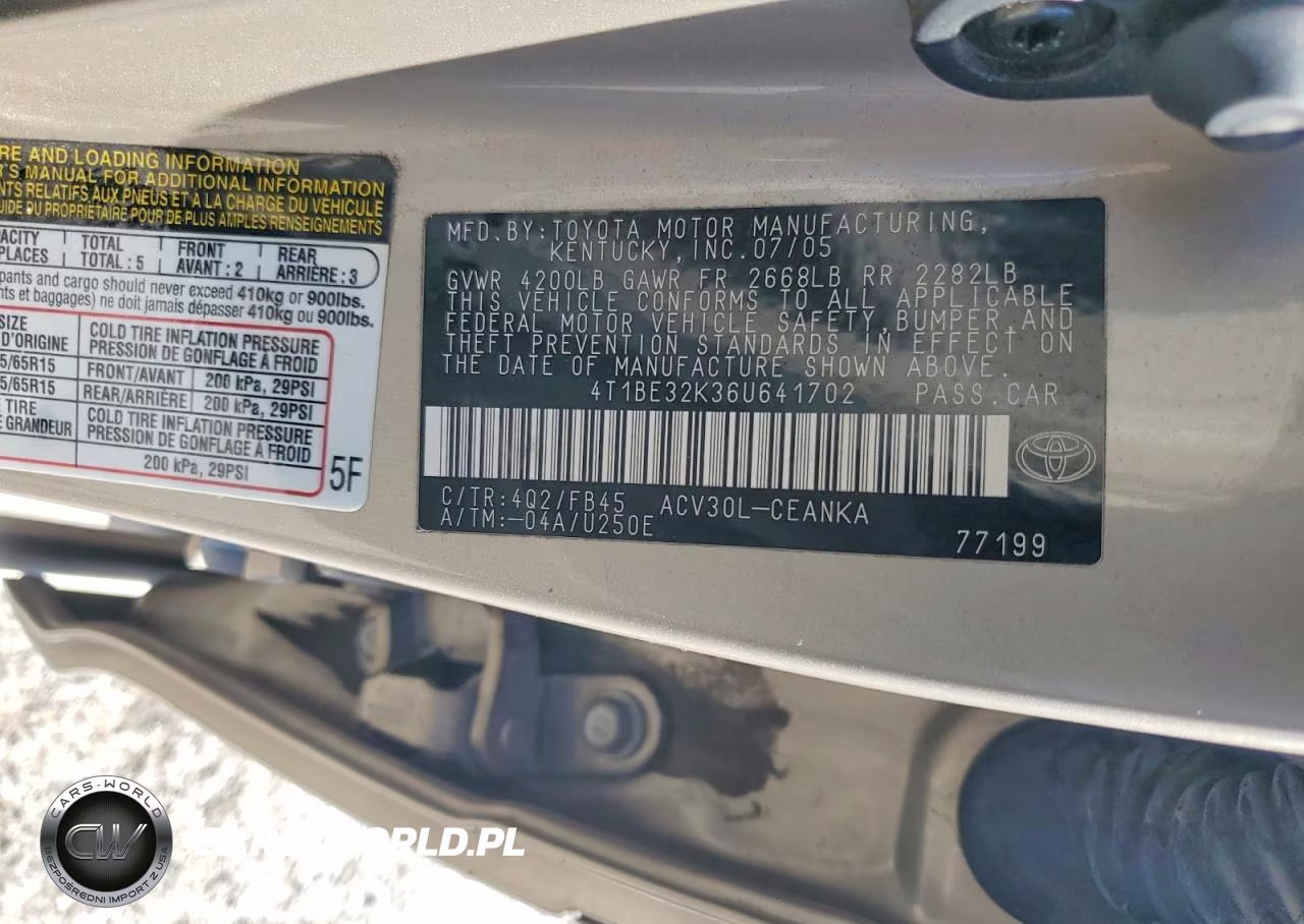 2006 Toyota Camry Le VIN:4T1BE32K36U641702 - 12