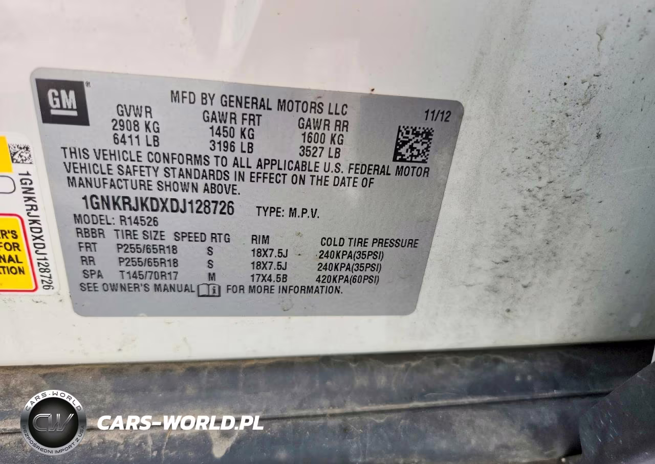 2013 Chevrolet Traverse Lt VIN:1GNKRJKDXDJ128726 - 13
