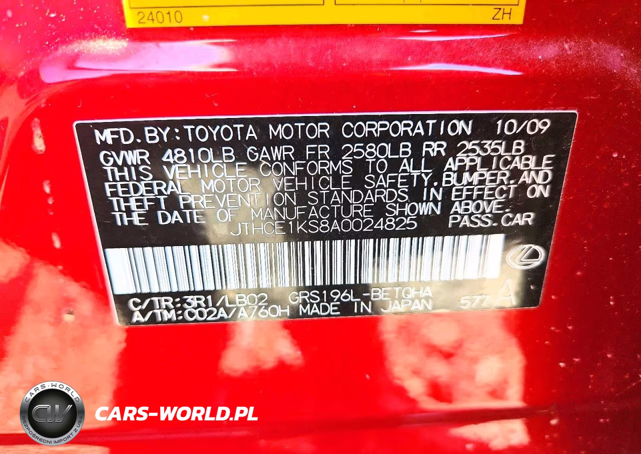 2010 Lexus Gs 350 VIN:JTHCE1KS8A0024825 - 12