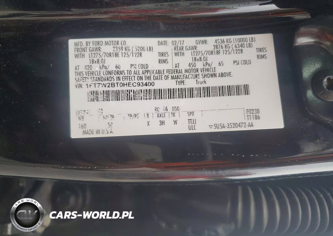 2017 Ford F250 Super Duty VIN:1FT7W2BT0HEC93400 - 12