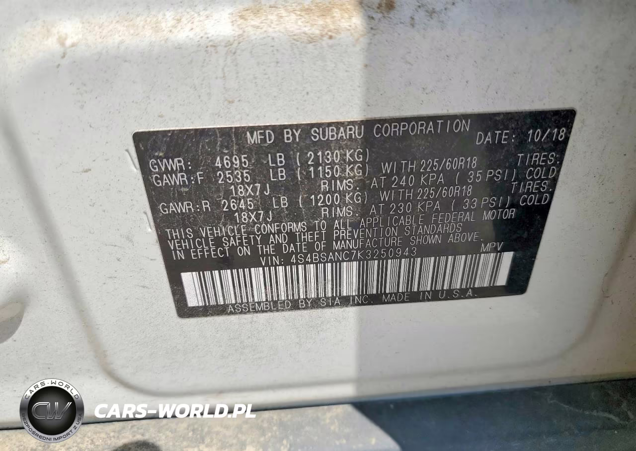 2019 Subaru Outback 2.5I Limited VIN:4S4BSANC7K3250943 - 13