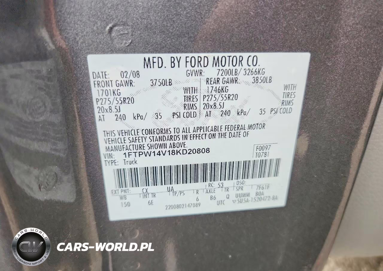 2008 Ford F150 Supercrew VIN:1FTPW14V18KD20808 - 12
