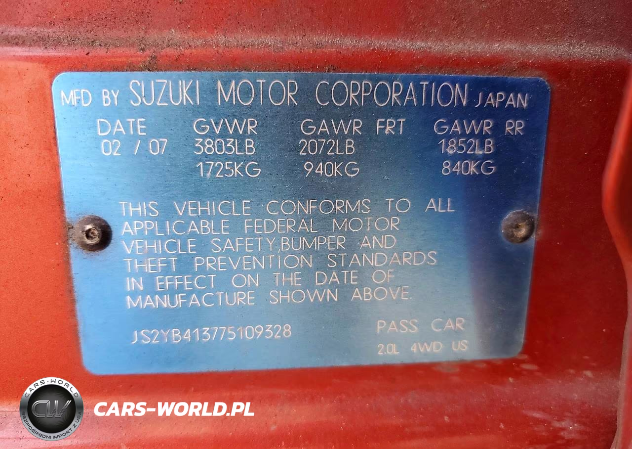 2007 Suzuki Sx4 VIN:JS2YB413775109328 - 12