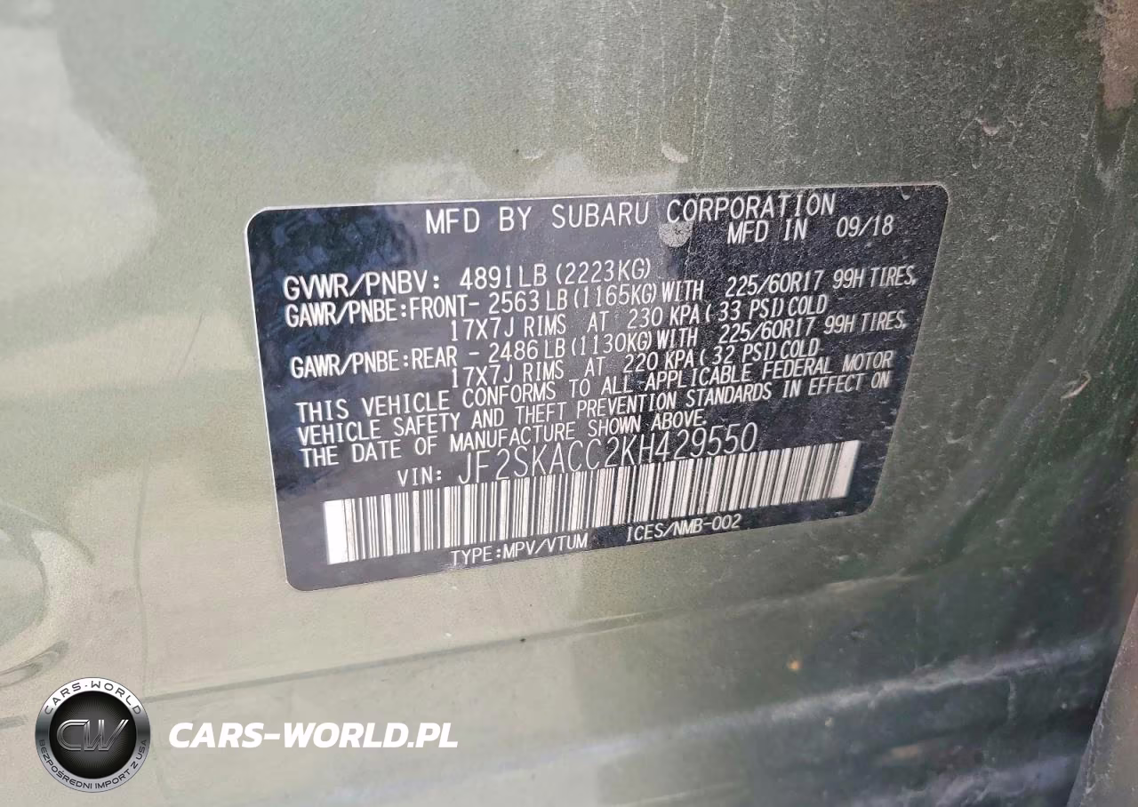 2019 Subaru Forester VIN:JF2SKACC2KH429550 - 13