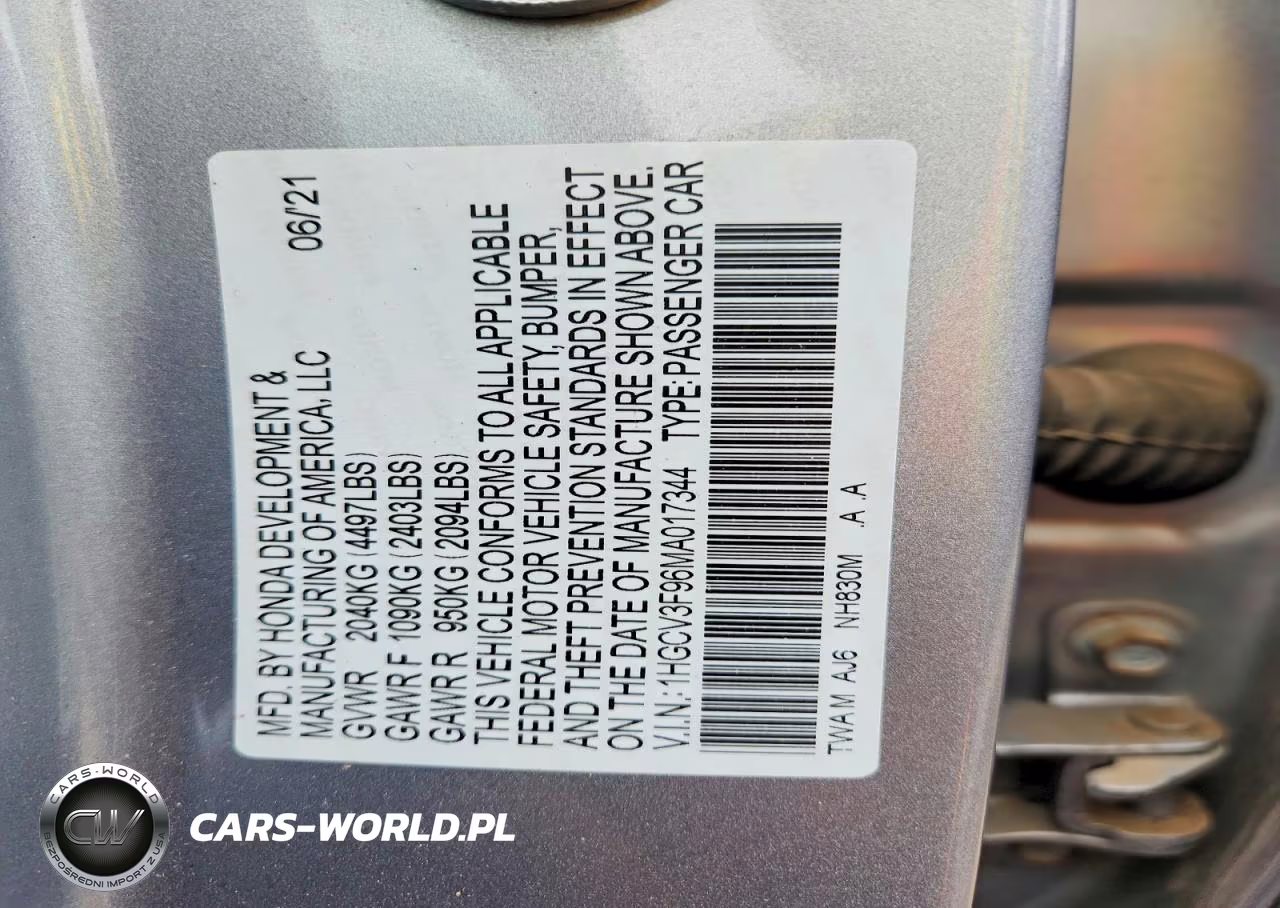 2021 Honda Accord Touring Hybrid VIN:1HGCV3F96MA017344 - 13