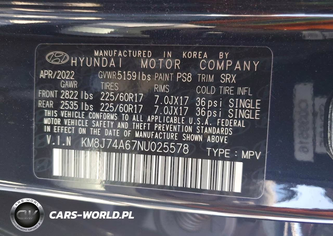 2022 Hyundai Nexo Blue VIN:KM8J74A67NU025578 - 13