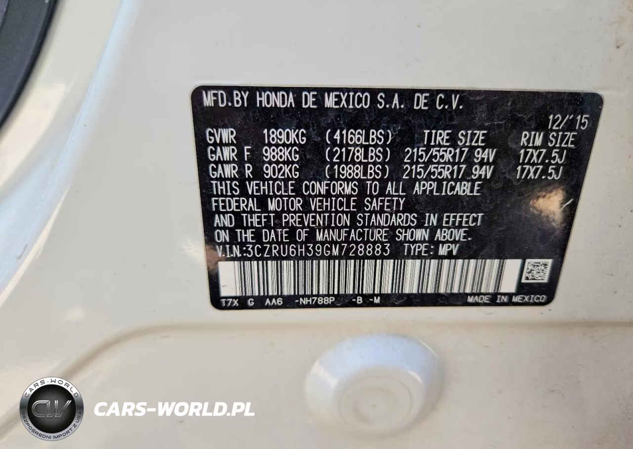 2016 Honda Hr-V VIN:3CZRU6H39GM728883 - 12