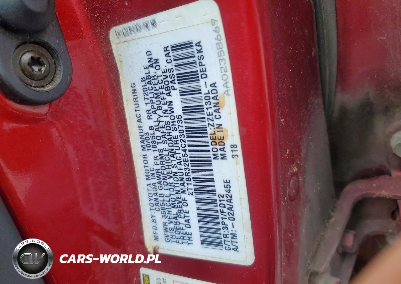 2004 Toyota Corolla S VIN:2T1BR32E54C230735 - 12