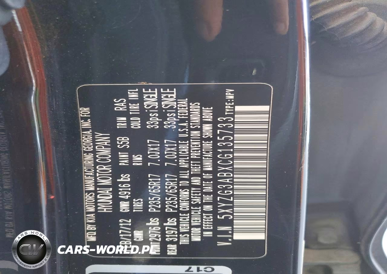 2012 Hyundai Santa Fe Gls VIN:5XYZG3ABXCG135733 - 12
