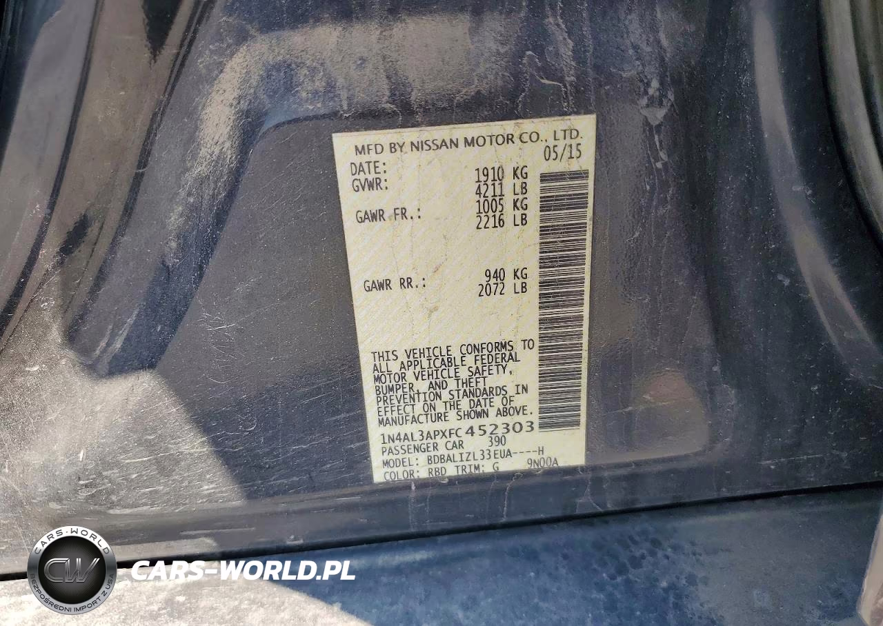 2015 Nissan Altima 2.5 Sv VIN:1N4AL3APXFC452303 - 12