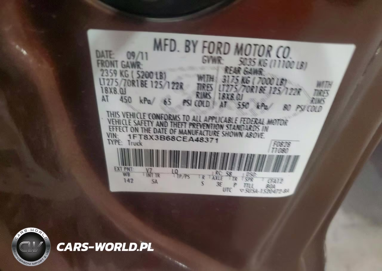 2012 Ford F350 Super Duty VIN:1FT8X3B68CEA48371 - 12