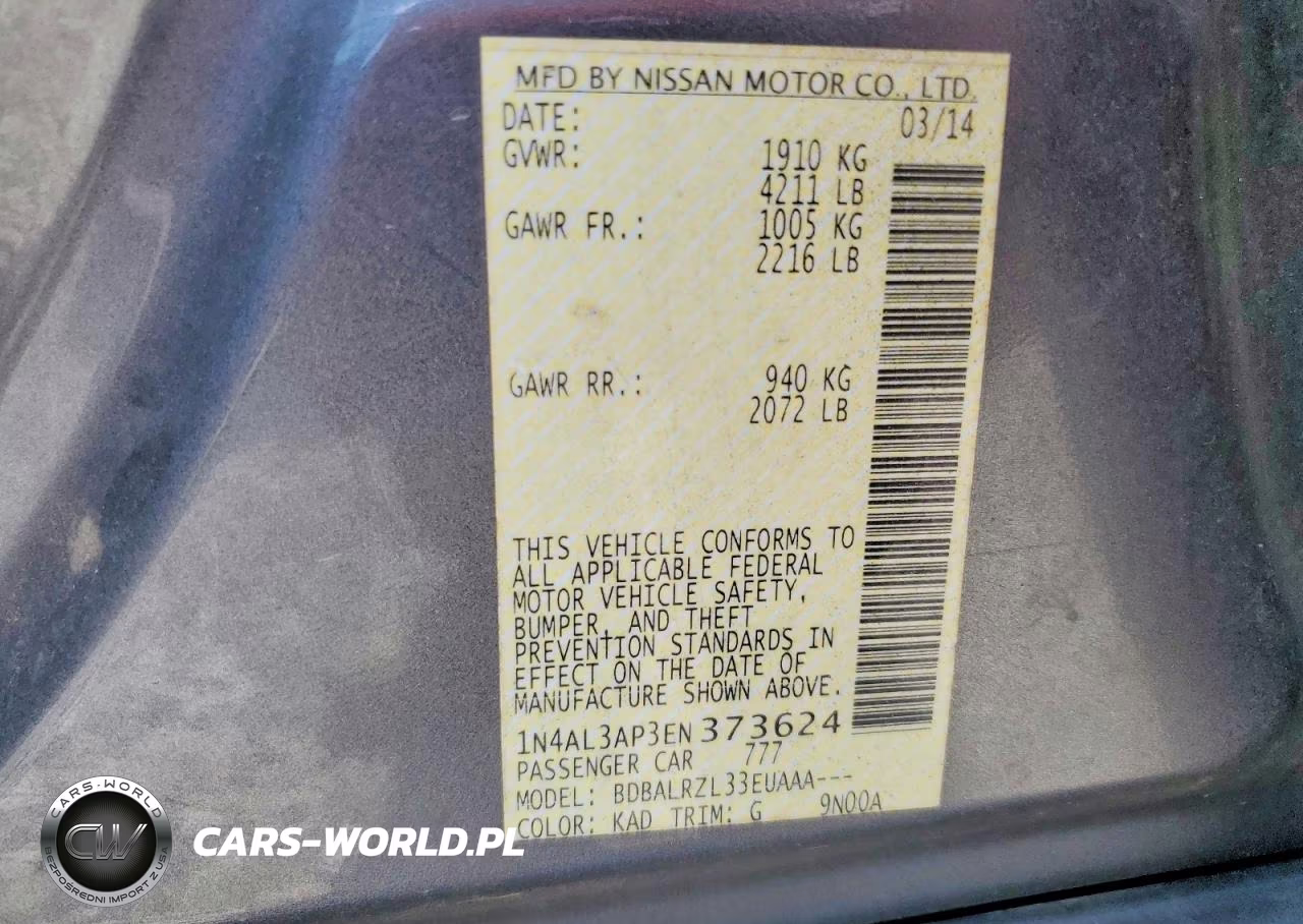 2014 Nissan Altima 2.5 S VIN:1N4AL3AP3EN373624 - 13