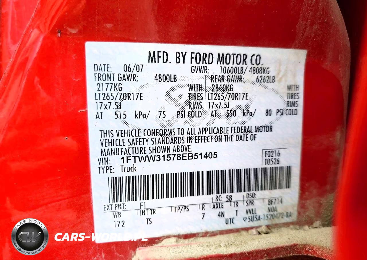 2008 Ford F350 Srw Super Duty VIN:1FTWW31578EB51405 - 12