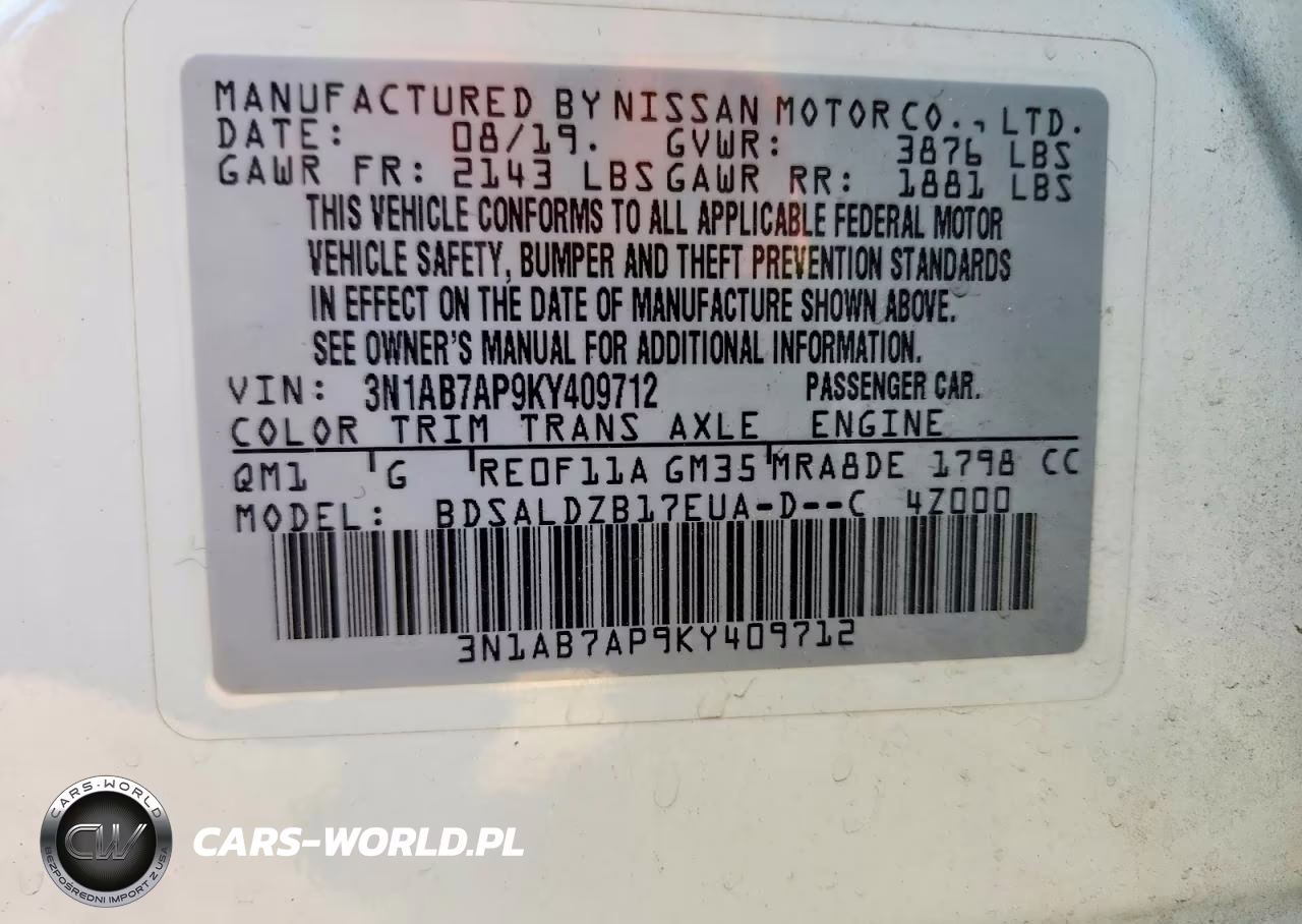 2019 Nissan Sentra Sv VIN:3N1AB7AP9KY409712 - 12