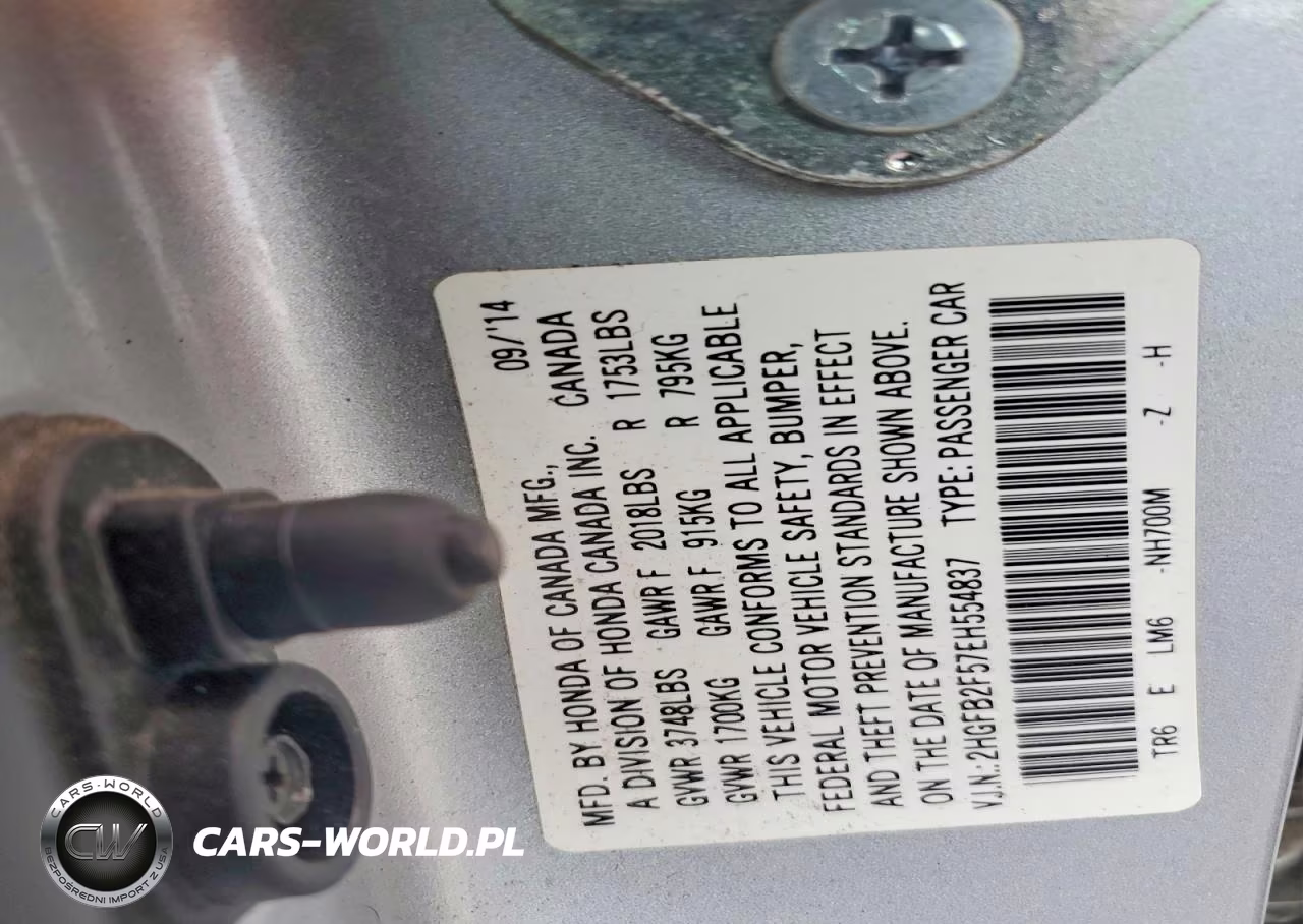 2014 Honda Civic Lx VIN:2HGFB2F57EH554837 - 12