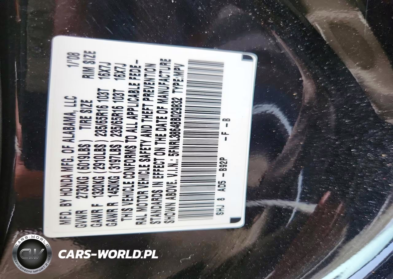 2008 Honda Odyssey Exl VIN:5FNRL38648B029832 - 13