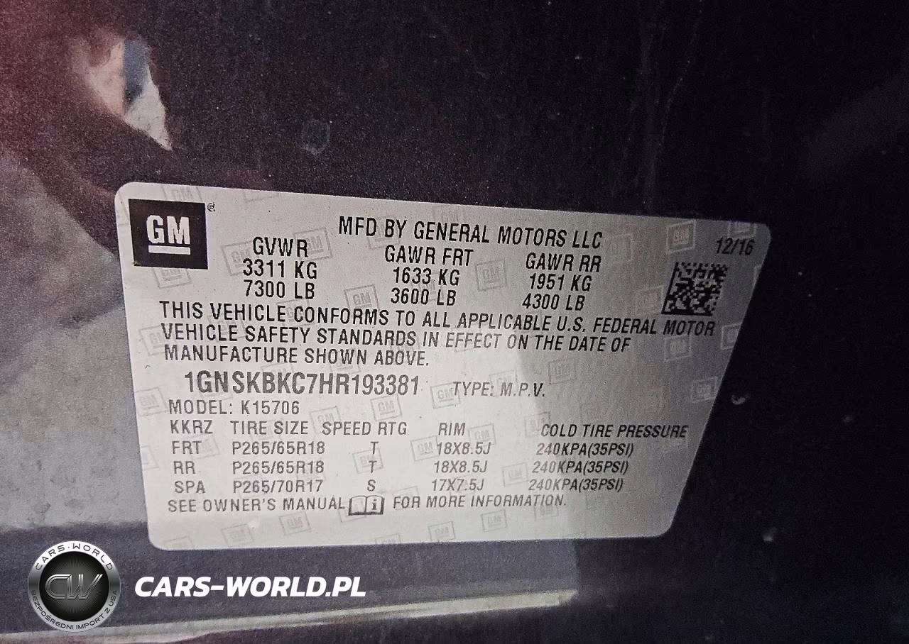 2017 Chevrolet Tahoe K1500 Lt VIN:1GNSKBKC7HR193381 - 13