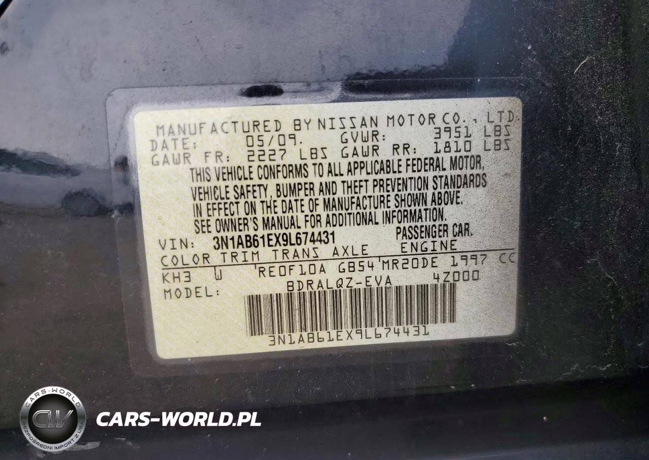 2009 Nissan Sentra 2.0 VIN:3N1AB61EX9L674431 - 13