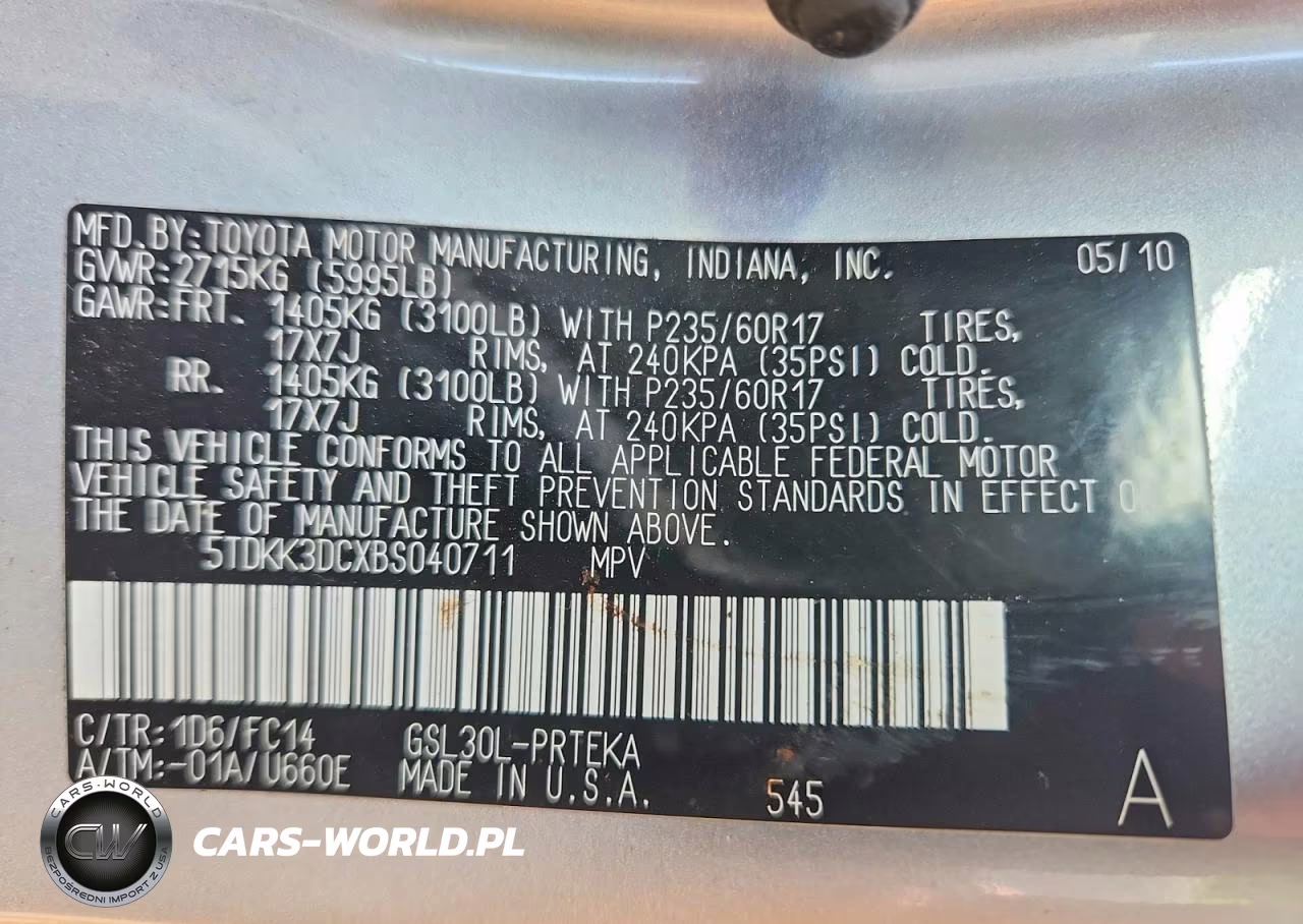 2011 Toyota Sienna Le VIN:5TDKK3DCXBS040711 - 13