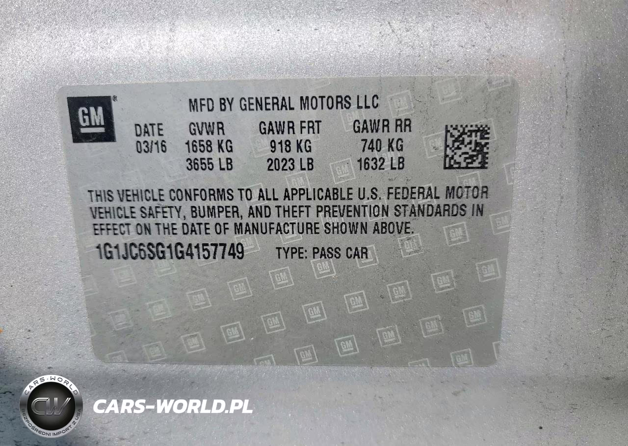 2016 Chevrolet Sonic Lt VIN:1G1JC6SG1G4157749 - 12