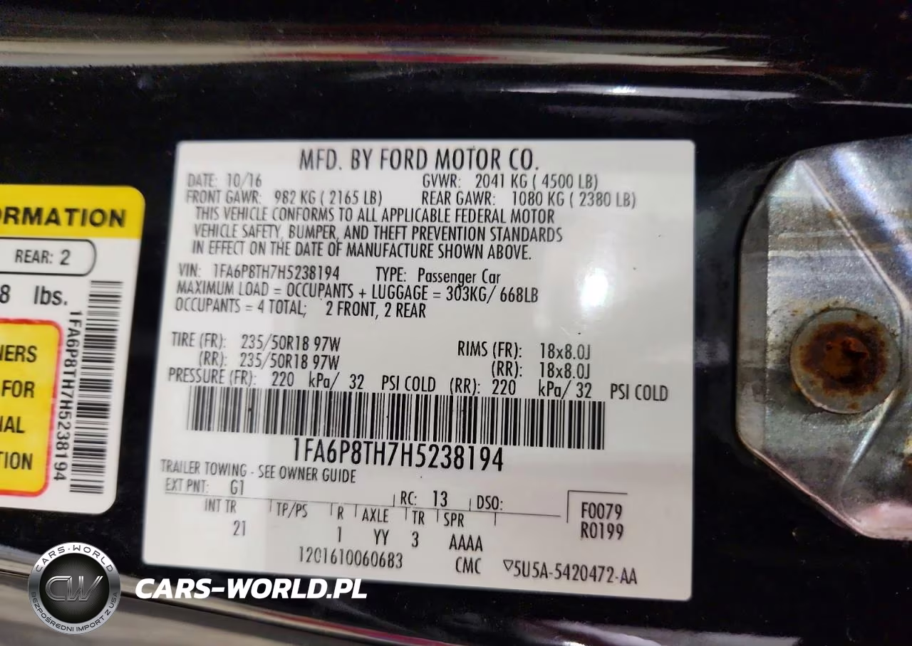 2017 Ford Mustang VIN:1FA6P8TH7H5238194 - 12