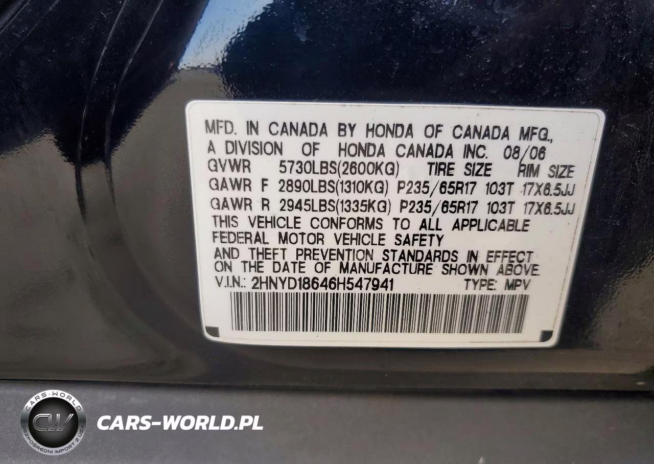 2006 Acura Mdx Touring VIN:2HNYD18646H547941 - 13