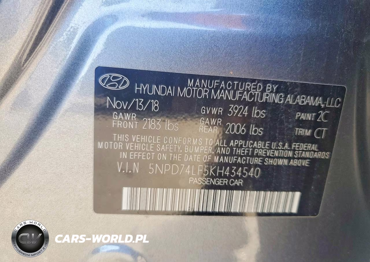 2019 Hyundai Elantra Se VIN:5NPD74LF5KH434540 - 12