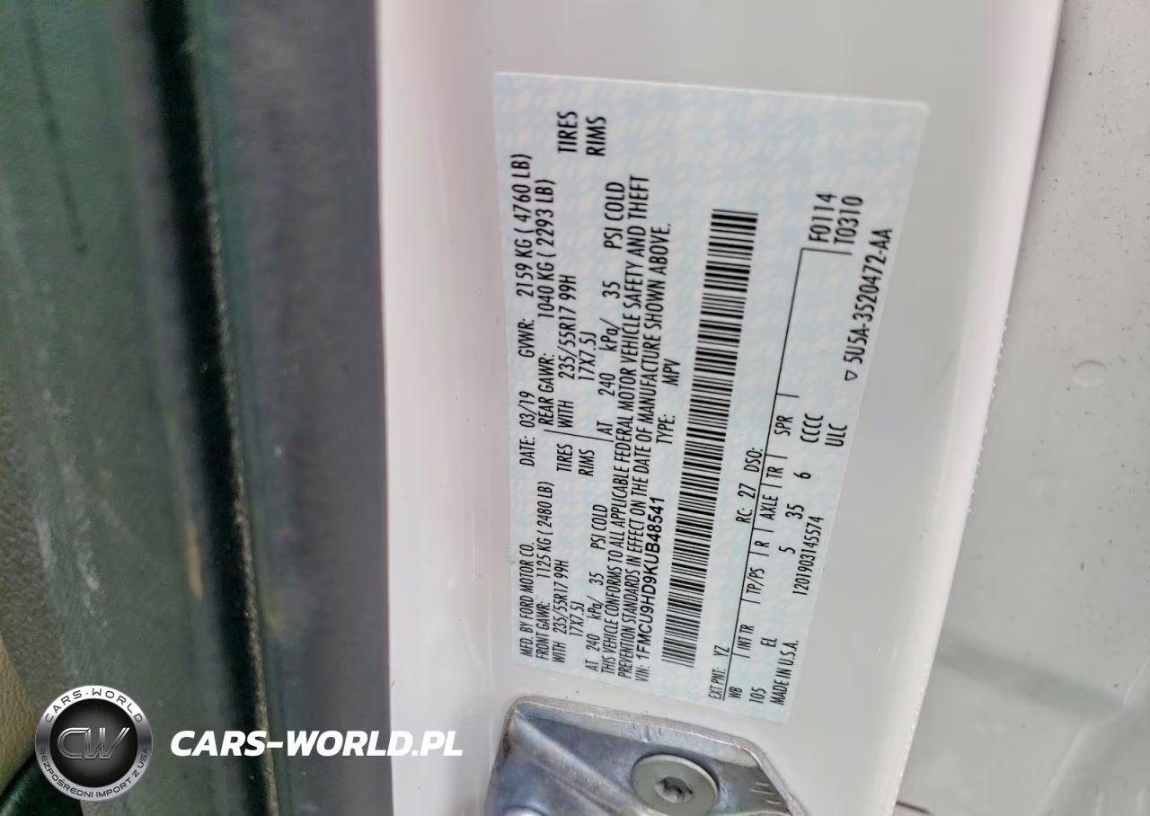 2019 Ford Escape Sel VIN:1FMCU9HD9KUB48541 - 14