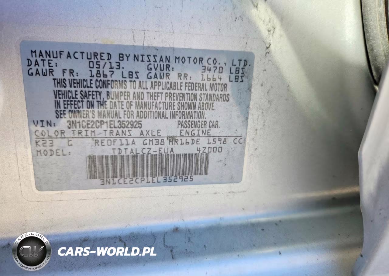2014 Nissan Versa Note S Plus VIN:3N1CE2CP1EL352925 - 12