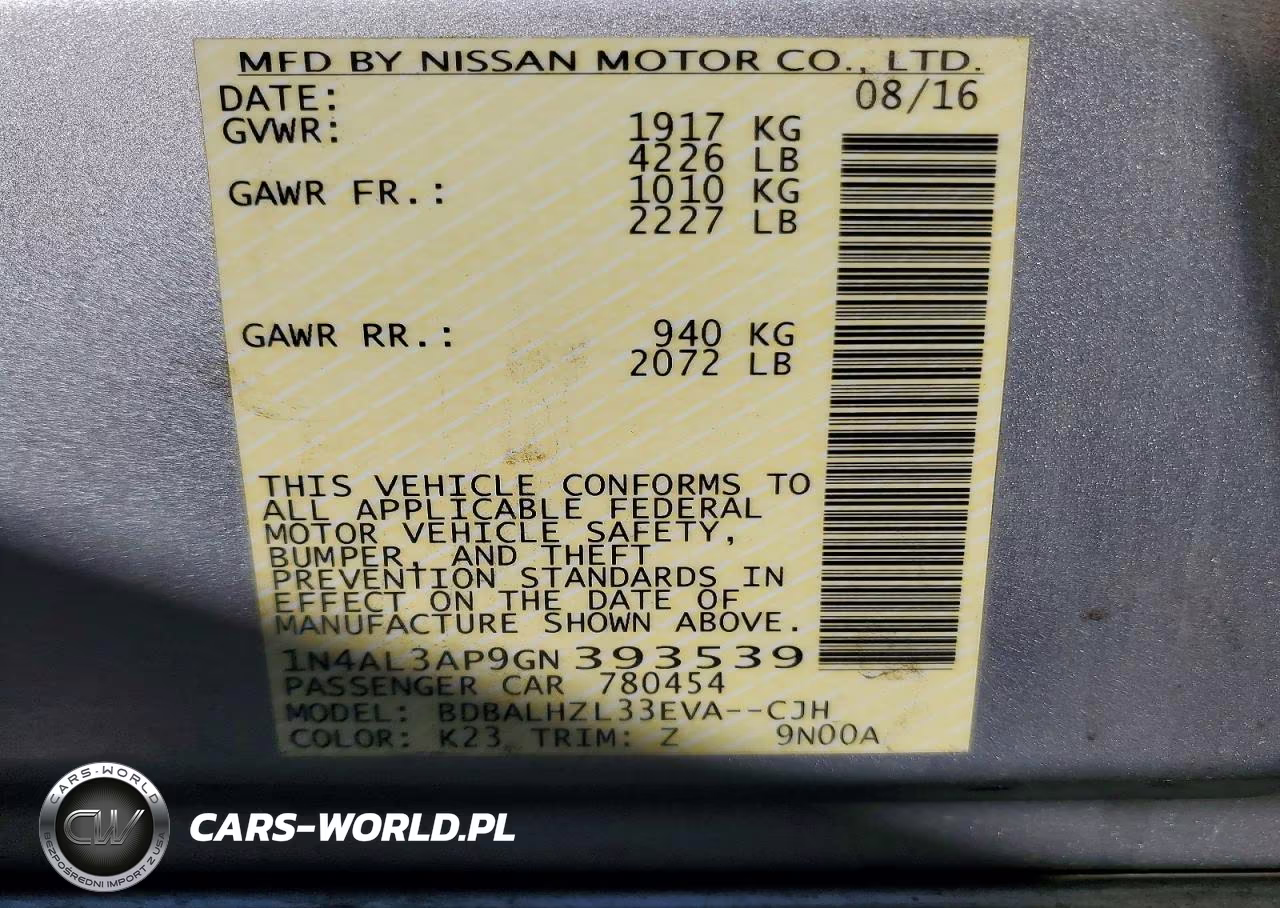 2016 Nissan Altima 2.5 Sr VIN:1N4AL3AP9GN393539 - 13