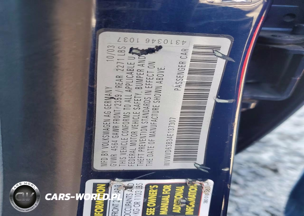 2004 Volkswagen Passat Gls VIN:WVWVD63B34E137307 - 12