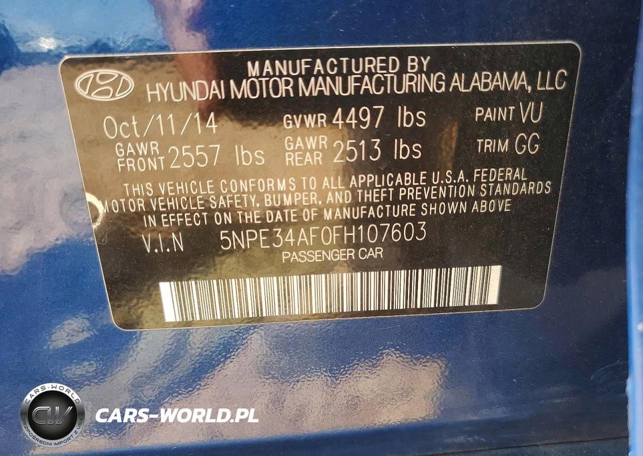 2015 Hyundai Sonata Limited VIN:5NPE34AF0FH107603 - 12