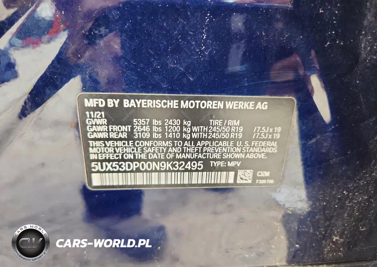 2022 BMW X3 xDrive30I VIN:5UX53DP00N9K32495 - 13