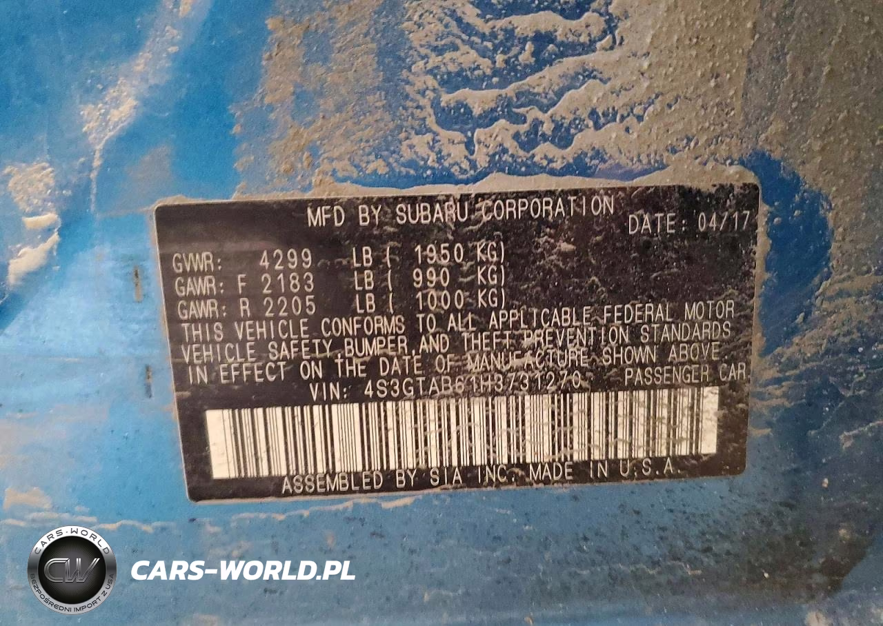 2017 Subaru Impreza 4W VIN:4S3GTAB61H3731270 - 12
