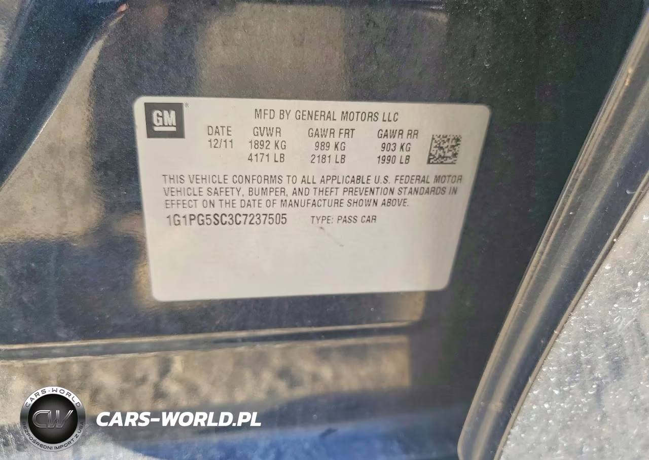 2012 Chevrolet Cruze Lt VIN:1G1PG5SC3C7237505 - 12