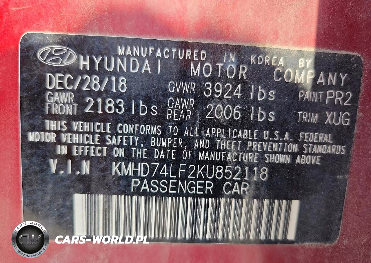 2019 Hyundai Elantra Se VIN:KMHD74LF2KU852118 - 12