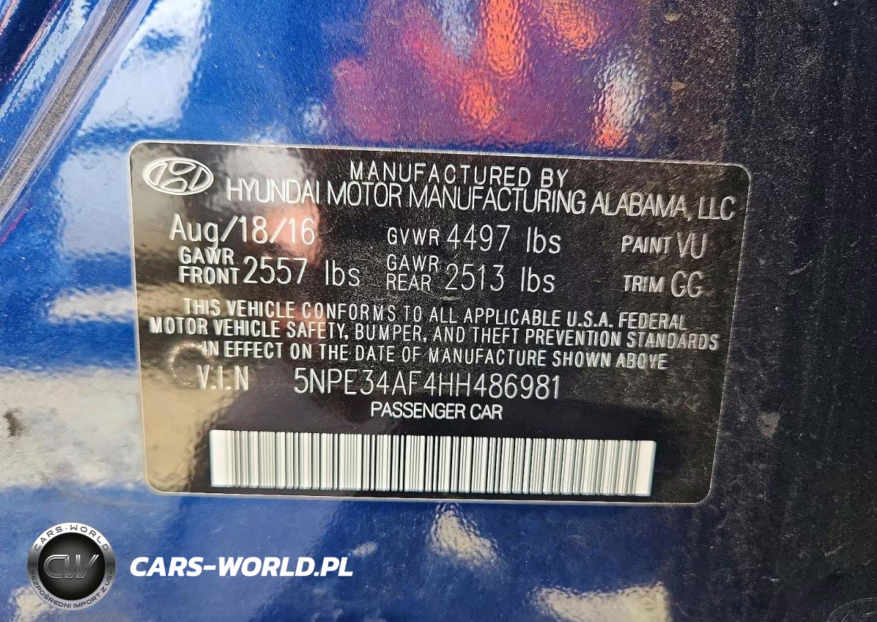 2017 Hyundai Sonata Sport VIN:5NPE34AF4HH486981 - 12